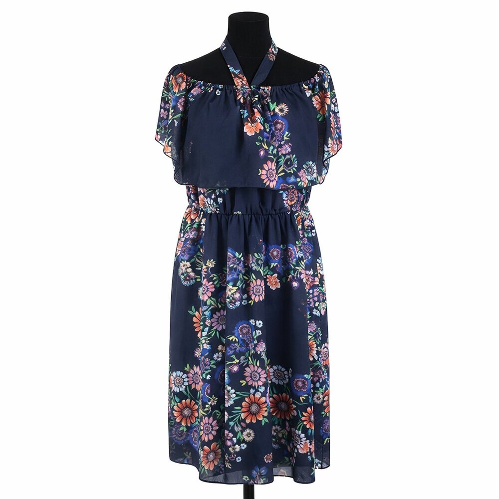 Eloquii Floral Mystique Off Shoulder Midi Dress 20 Blue Multi Wedding Guest Luxe